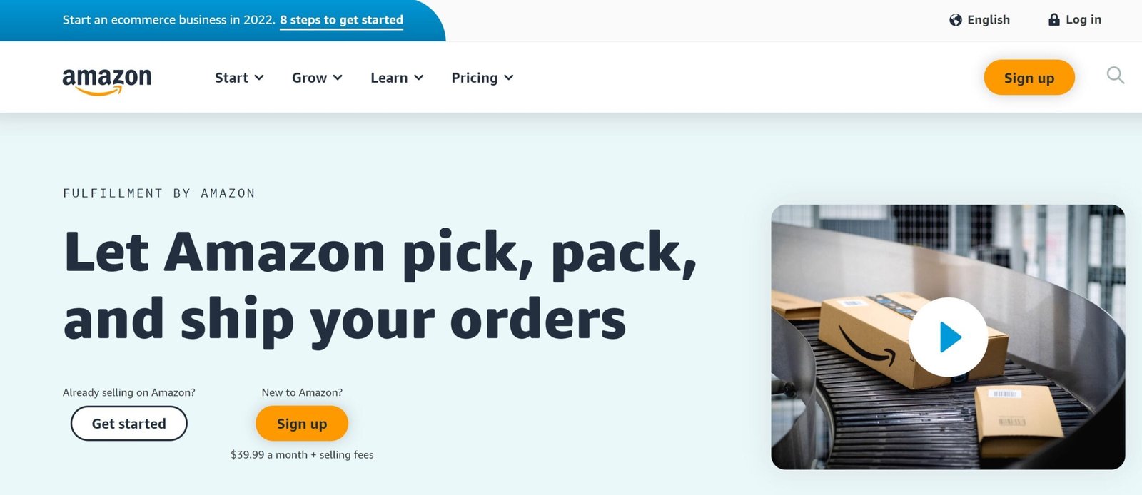 Amazon Fulfillment service homepage