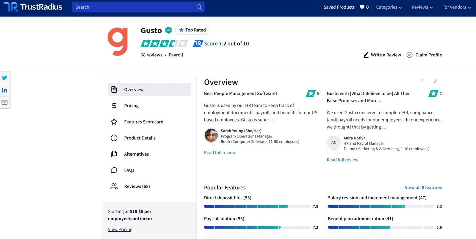 Gusto User Reviews on TrustRadius