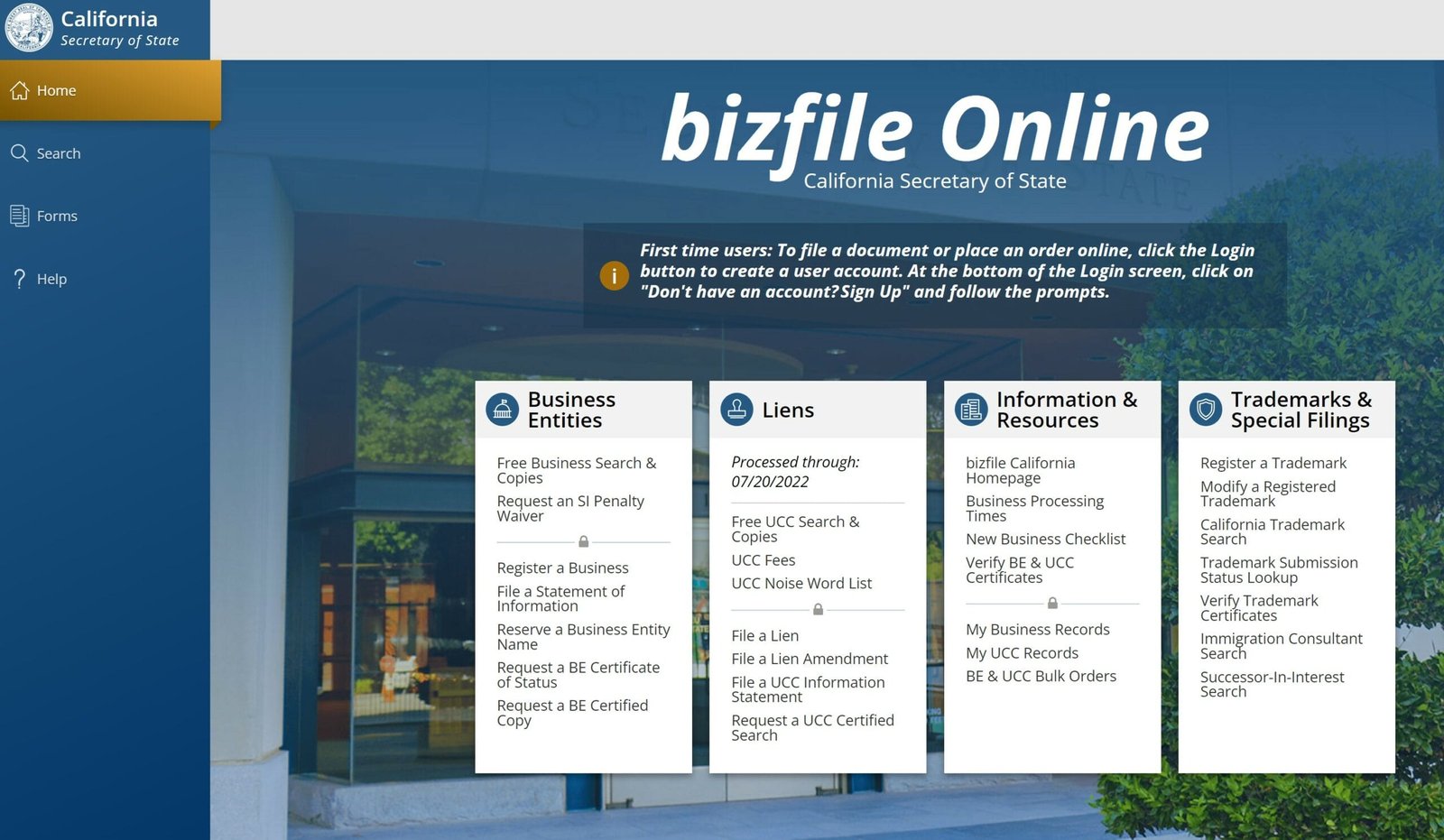 California bizfile online page