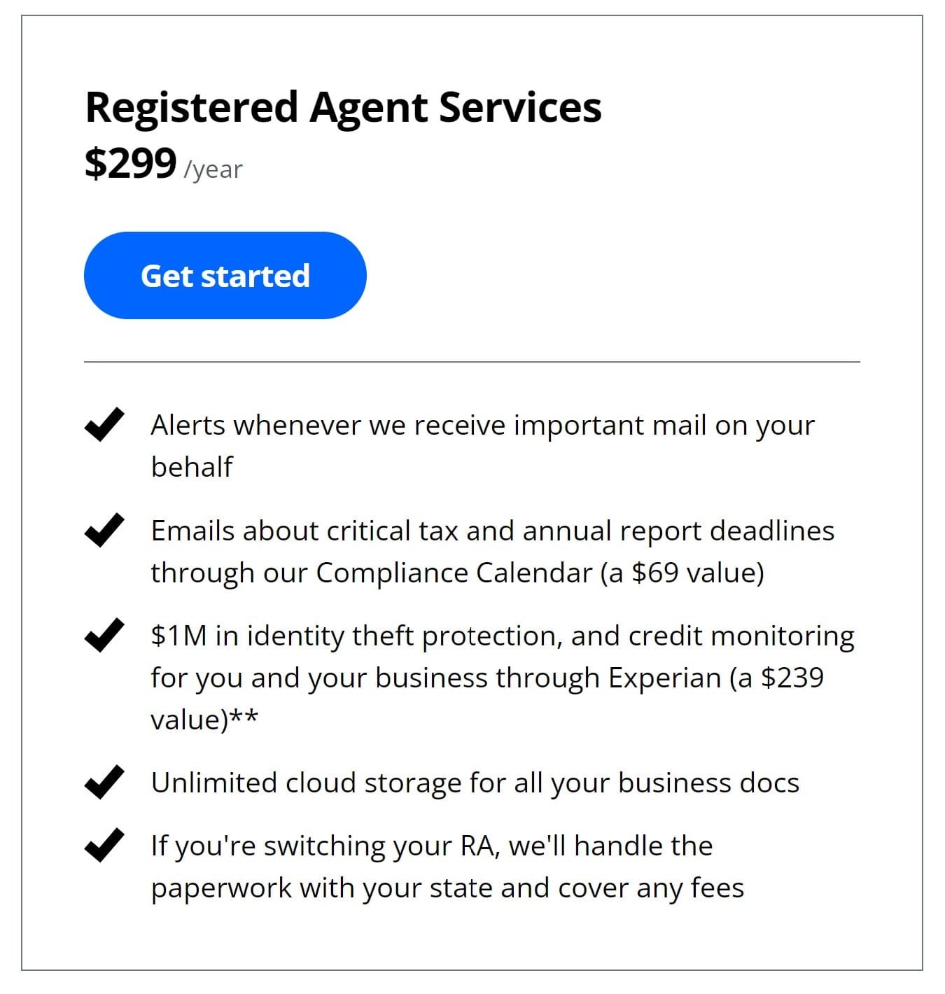 Legalzoom registered agent Price 2023