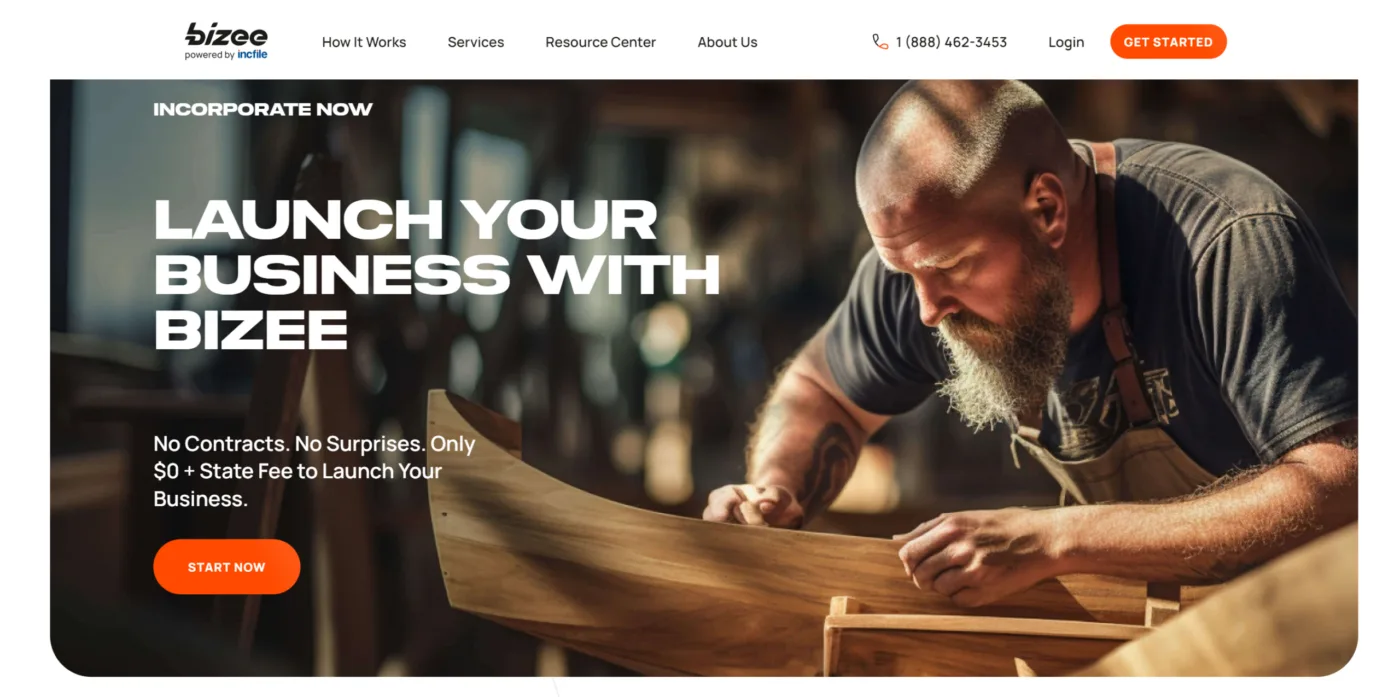 Bizee website, homepage Bizee website, homepage