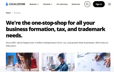 LegalZoom Business landing page LegalZoom Business landing page