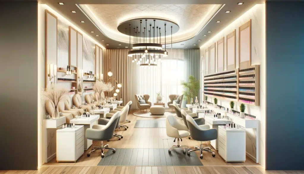 Nail Salon. A 3D, AI created nail s.alon'