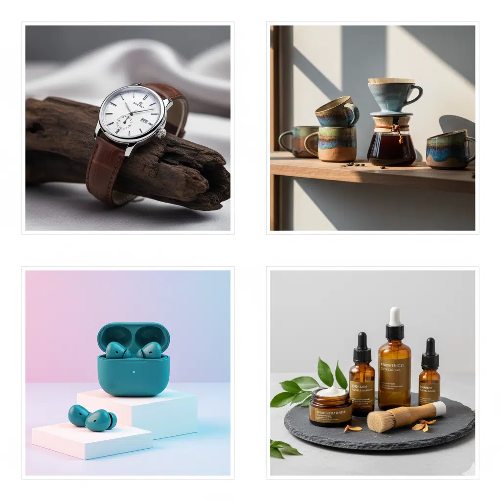 Product Photography, 4 Images of Products, Watches, Earbuds