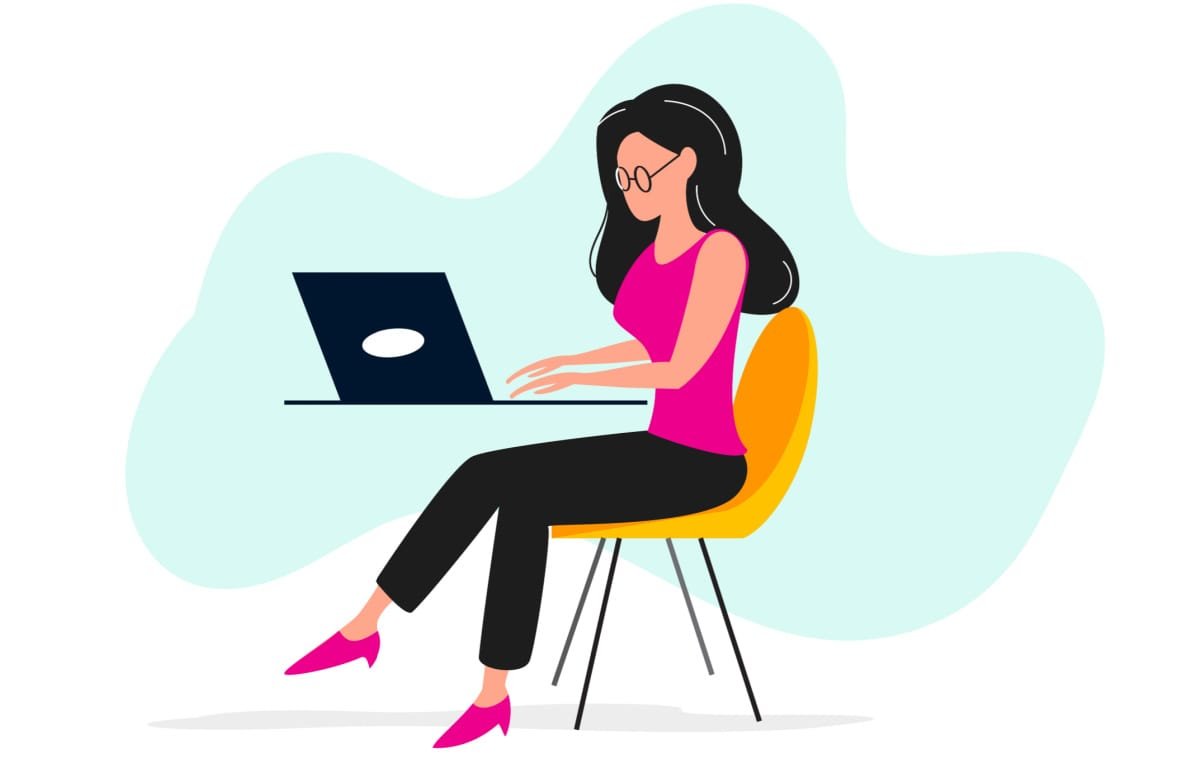 An illustration of a woman at a desk Searching the Massachusetts entity name database online.