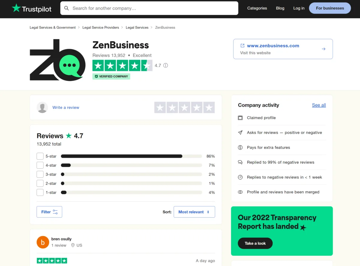 Trustpilot Reviews for ZenBusiness Trustpilot Reviews for ZenBusiness