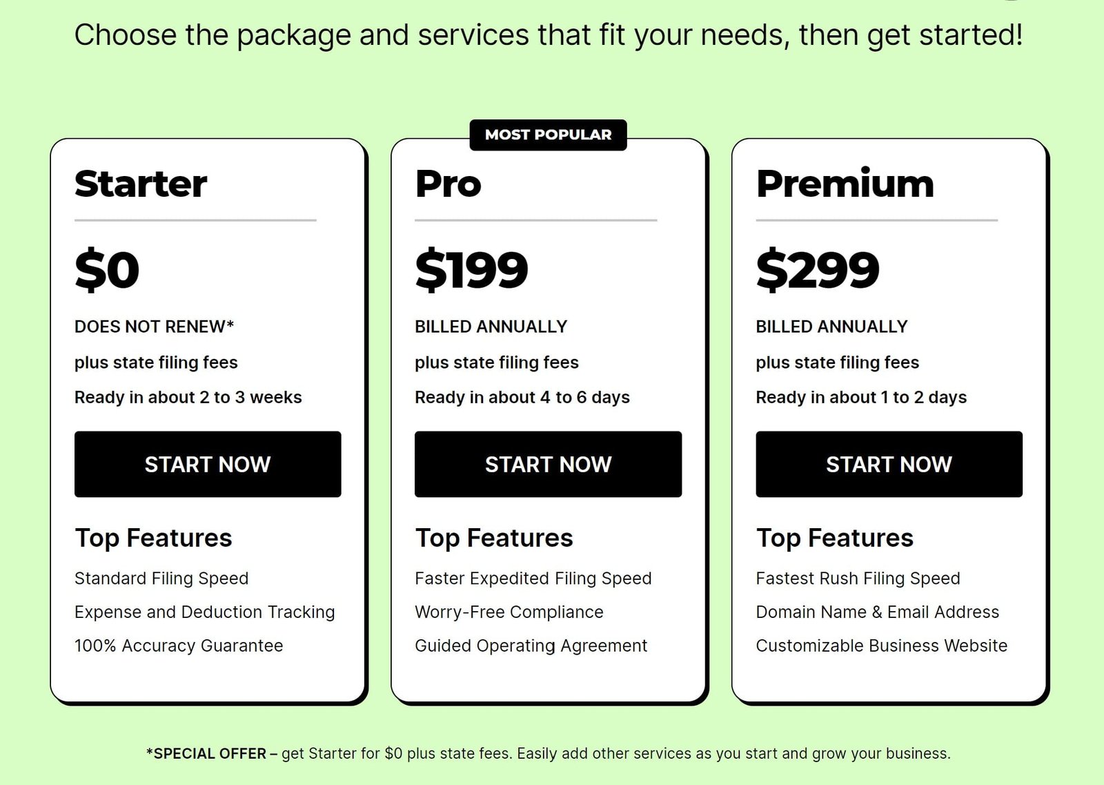 ZenBusiness LLC formation pricing